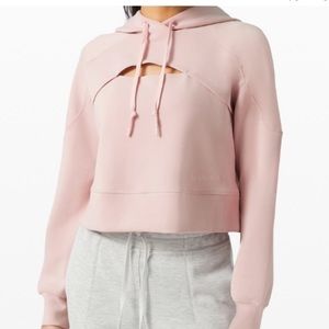 Lululemon Get Centered Crop Hoodie in Misty Pink.